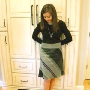 Purple and Black Plaid Knee Length Skirt